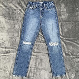 Good American Light Blue Distressed Straight-Leg Jeans